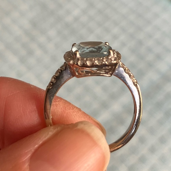 14k WG Aquamarine & Crystal Ring - Picture 3 of 10